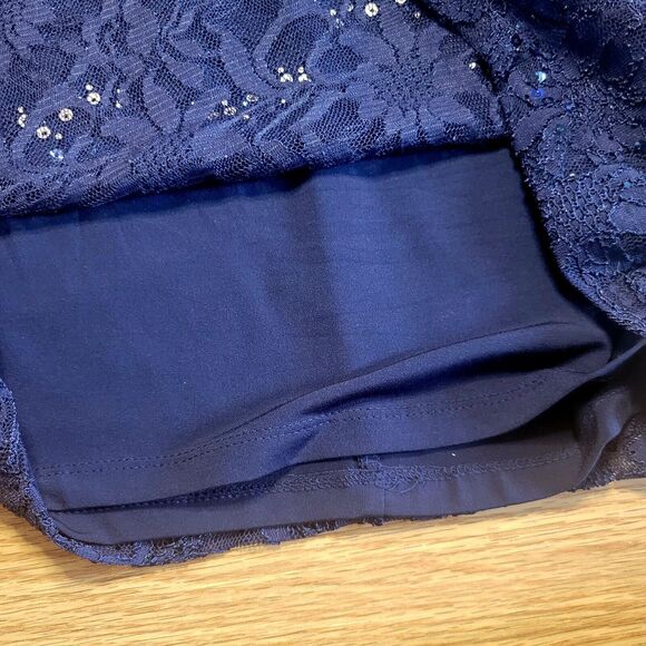 Ralph Lauren Women's Formal Dress Size 12 Navy Blue Sequins Cowl Neck New W Tags - Picture 15 of 16